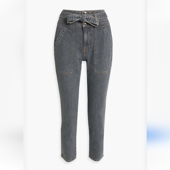 Veronica Beard Logan Slim Straight Belted High Rise Jeans - Picture 2 of 12